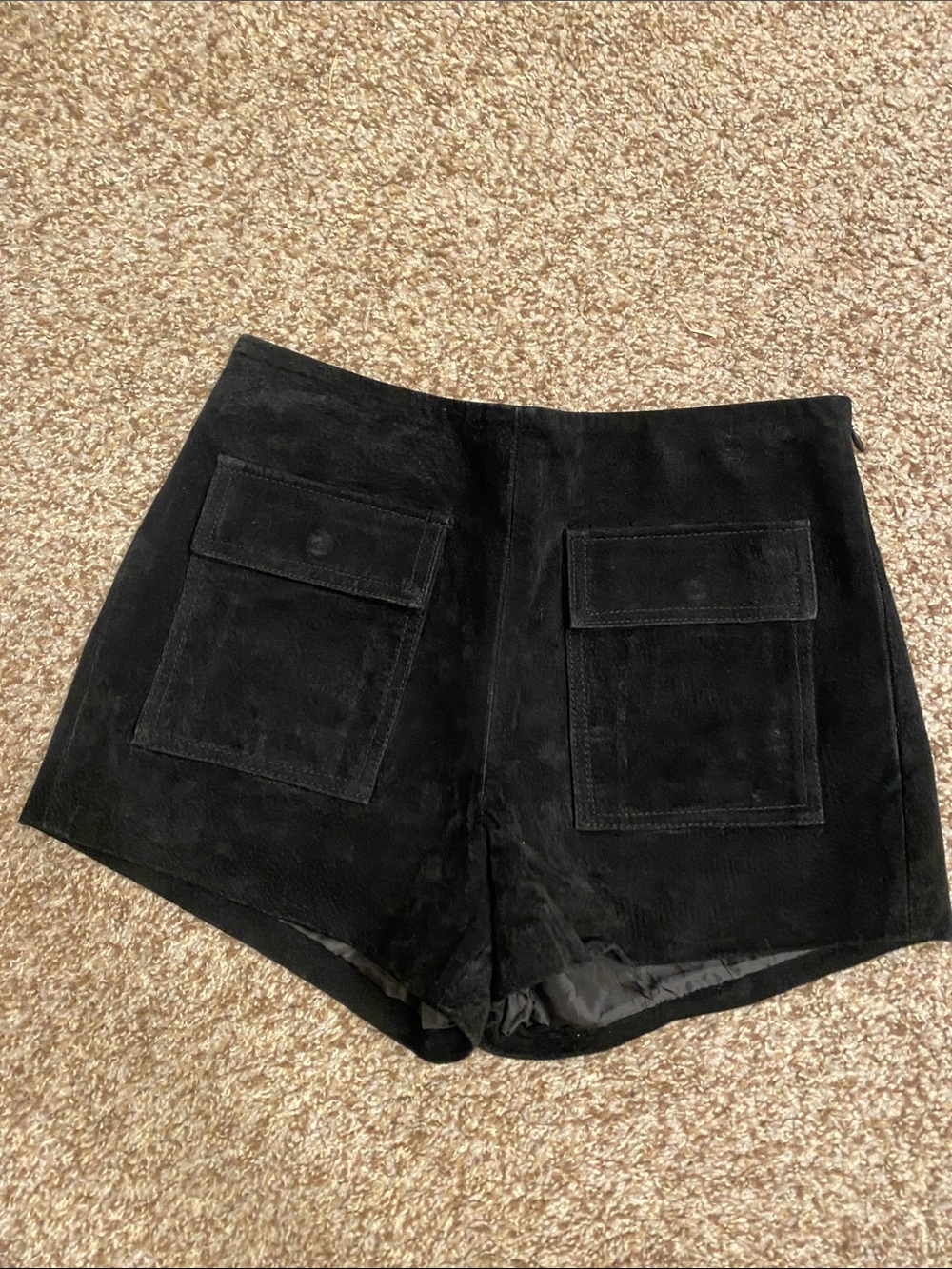 Black Women's Suede Pocket Shorts